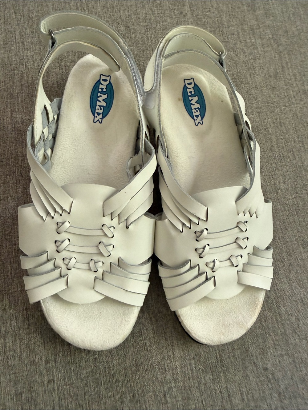 Dr.Max comfort leather sandals cushion sole white